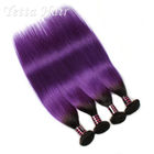 紫色のロシア人の Remy の毛延長、柔らかさの自然で膚触りがよい直毛の織り方