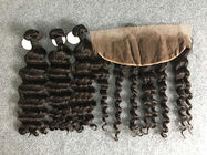 100%の人間の毛髪の織り方のFrontal 10&quot;が付いているブラジルのバージンの毛の緩い波- 30&quot;