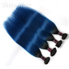 まっすぐなペルーの暗闇は青い Ombre の人間の毛髪延長多彩な毛を定着させます