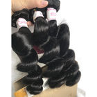 二重よこ糸の100%のバージンの人間の毛髪延長は波の毛の束を緩めます